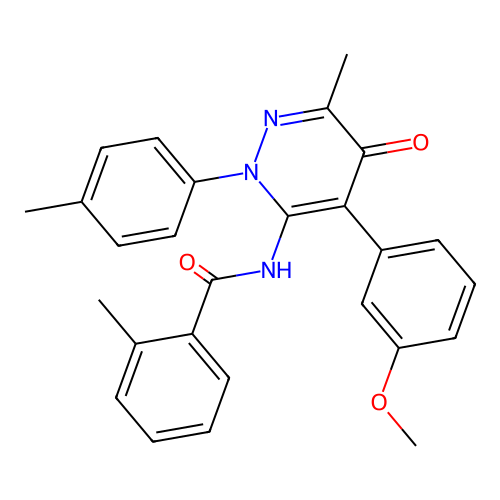 N-[4-(3-methoxyphenyl)-6-methyl-2-(4-methylphenyl)-5-oxopyridazin-3-yl]-2-methylbenzamide structure