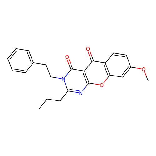 8-methoxy-3-phenethyl-2-propyl-3H-chromeno[2,3-d]pyrimidine-4,5-dione structure