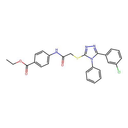 Ethyl 4-[[2-[[5-(3-chlorophenyl)-4-phenyl-1,2,4-triazol-3-yl]sulfanyl]acetyl]amino]benzoate structure