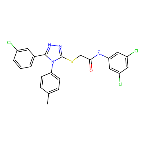 2-{[5-(3-chlorophenyl)-4-(4-methylphenyl)-4H-1,2,4-triazol-3-yl]sulfanyl}-N-(3,5-dichlorophenyl)acetamide structure
