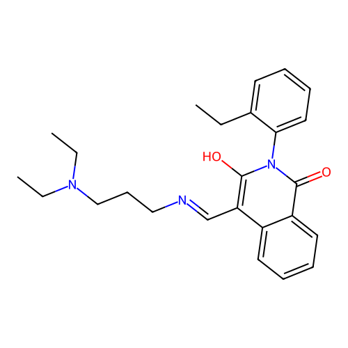 (4E)-4-[[3-(diethylamino)propylamino]methylidene]-2-(2-ethylphenyl)isoquinoline-1,3-dione structure