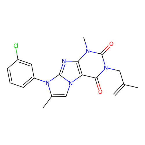 6-(3-chlorophenyl)-4,7-dimethyl-2-(2-methylprop-2-enyl)purino[7,8-a]imidazole-1,3-dione structure
