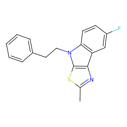 7-fluoro-2-methyl-4-(2-phenylethyl)-4H-[1,3]thiazolo[5,4-b]indole structure