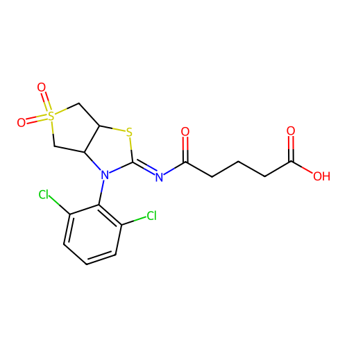 5-{[(2Z)-3-(2,6-dichlorophenyl)-5,5-dioxidotetrahydrothieno[3,4-d][1,3]thiazol-2(3H)-ylidene]amino}-5-oxopentanoic acid structure