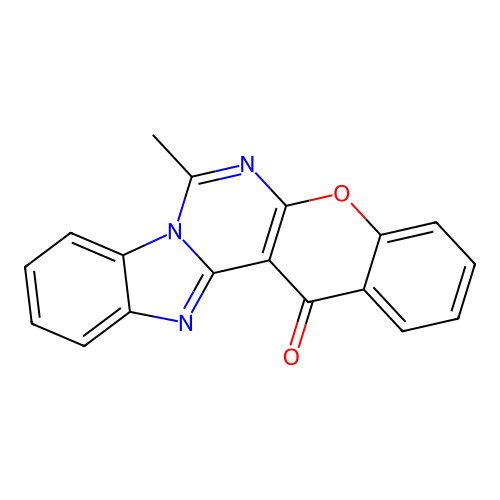 7-methyl-14H-chromeno[2',3':4,5]pyrimido[1,6-a]benzimidazol-14-one structure
