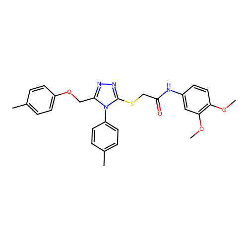 N-(3,4-dimethoxyphenyl)-2-((4-(p-tolyl)-5-((p-tolyloxy)methyl)-4H-1,2,4-triazol-3-yl)thio)acetamide structure
