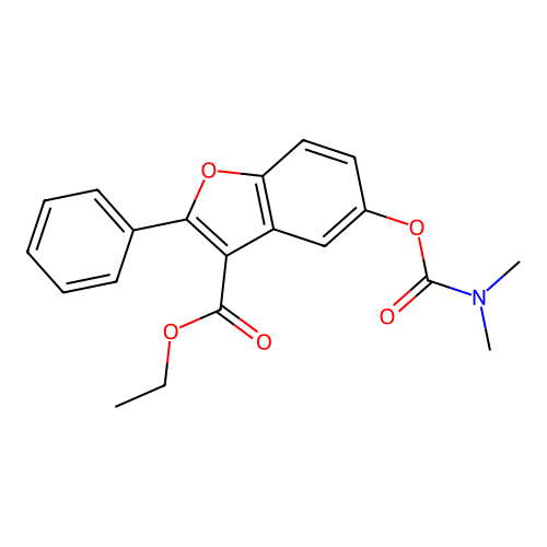 Ethyl 5-[(dimethylcarbamoyl)oxy]-2-phenyl-1-benzofuran-3-carboxylate structure