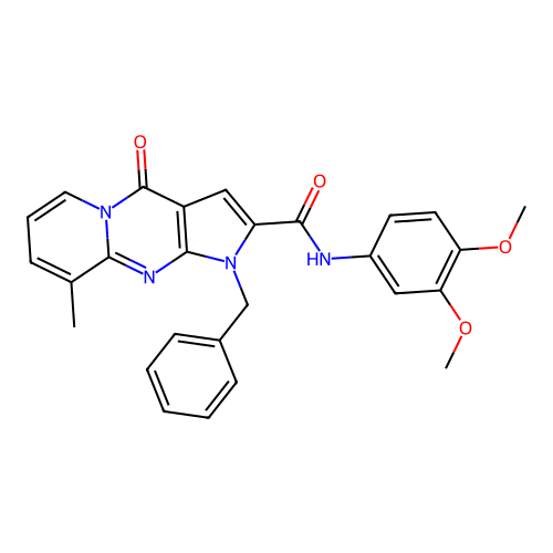 1-benzyl-N-(3,4-dimethoxyphenyl)-9-methyl-4-oxo-1,4-dihydropyrido[1,2-a]pyrrolo[2,3-d]pyrimidine-2-carboxamide structure