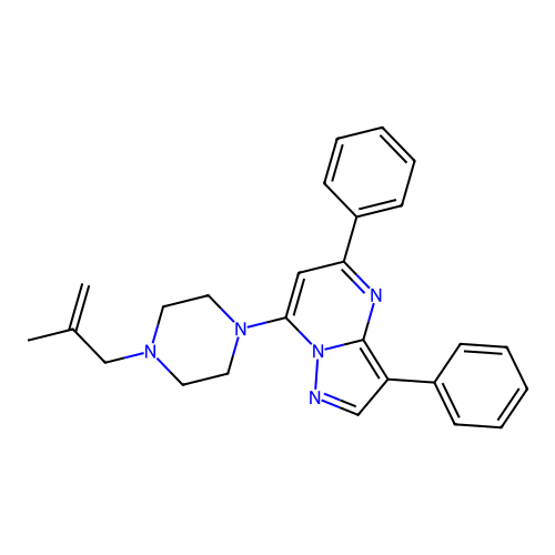 7-(4-(2-methylallyl)piperazin-1-yl)-3,5-diphenylpyrazolo[1,5-a]pyrimidine structure