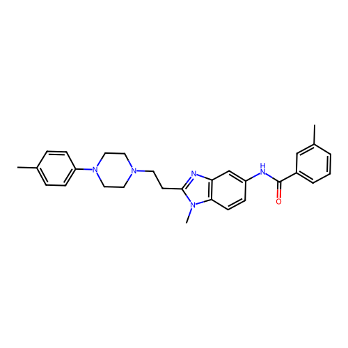 3-methyl-N-(1-methyl-2-(2-(4-(p-tolyl)piperazin-1-yl)ethyl)-1H-benzo[d]imidazol-5-yl)benzamide structure