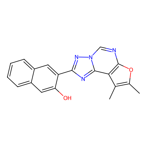 3-(8,9-Dimethylfuro[3,2-e][1,2,4]triazolo[1,5-c]pyrimidin-2-yl)naphthalen-2-ol structure