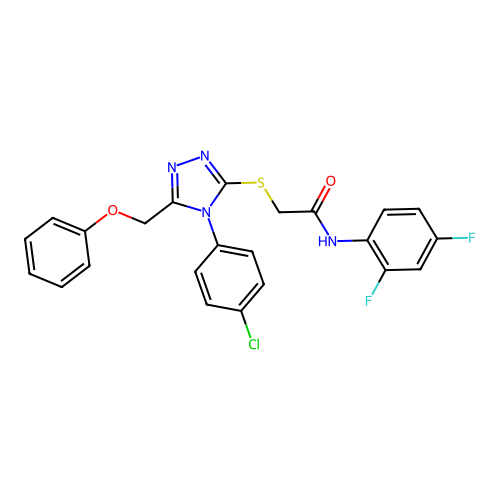 2-{[4-(4-chlorophenyl)-5-(phenoxymethyl)-4H-1,2,4-triazol-3-yl]sulfanyl}-N-(2,4-difluorophenyl)acetamide structure