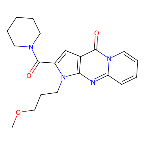 1-(3-methoxypropyl)-2-(piperidine-1-carbonyl)pyrido[1,2-a]pyrrolo[2,3-d]pyrimidin-4(1H)-one structure
