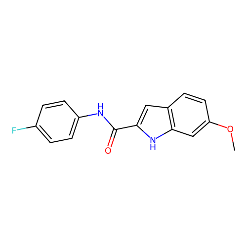 N-(4-fluorophenyl)-6-methoxy-1H-indole-2-carboxamide structure