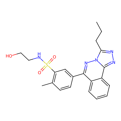 N-(2-hydroxyethyl)-2-methyl-5-(3-propyl-[1,2,4]triazolo[3,4-a]phthalazin-6-yl)benzenesulfonamide structure