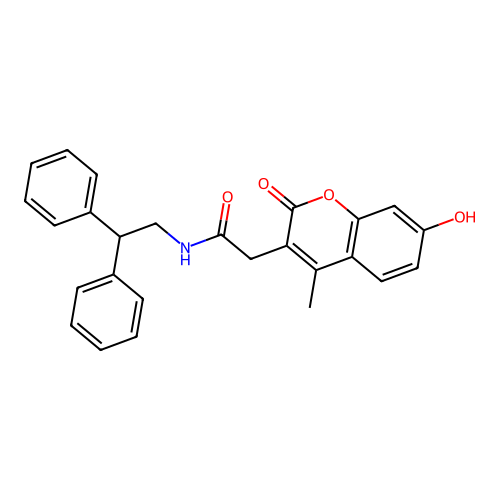 N-(2,2-diphenylethyl)-2-(7-hydroxy-4-methyl-2-oxo-2H-chromen-3-yl)acetamide structure