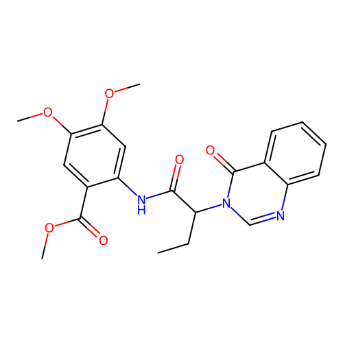 methyl 4,5-dimethoxy-2-{[2-(4-oxoquinazolin-3(4H)-yl)butanoyl]amino}benzoate structure