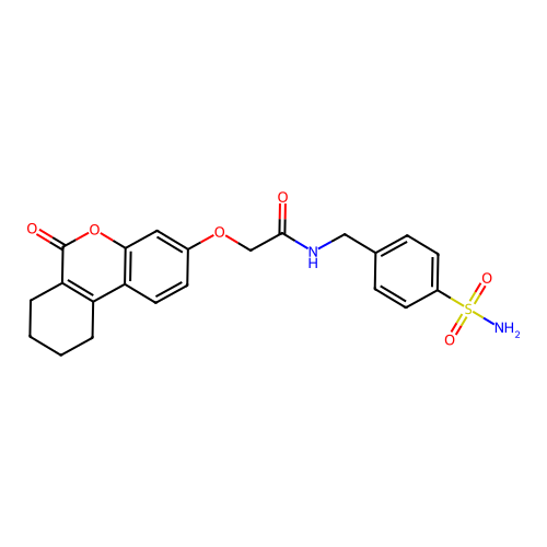2-[(6-oxo-7,8,9,10-tetrahydrobenzo[c]chromen-3-yl)oxy]-N-[(4-sulfamoylphenyl)methyl]acetamide structure