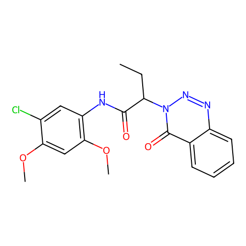 N-(5-chloro-2,4-dimethoxyphenyl)-2-(4-oxo-1,2,3-benzotriazin-3(4H)-yl)butanamide structure