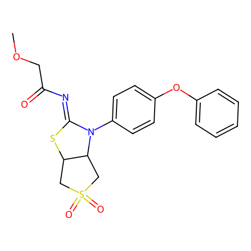 N-[(2E)-5,5-dioxido-3-(4-phenoxyphenyl)tetrahydrothieno[3,4-d][1,3]thiazol-2(3H)-ylidene]-2-methoxyacetamide structure