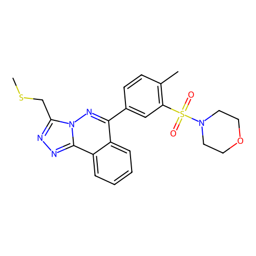 4-((2-methyl-5-(3-((methylthio)methyl)-[1,2,4]triazolo[3,4-a]phthalazin-6-yl)phenyl)sulfonyl)morpholine structure