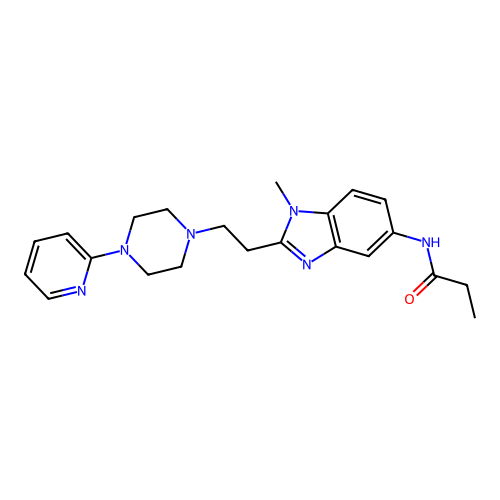 N-[1-methyl-2-[2-(4-pyridin-2-ylpiperazin-1-yl)ethyl]benzimidazol-5-yl]propanamide structure