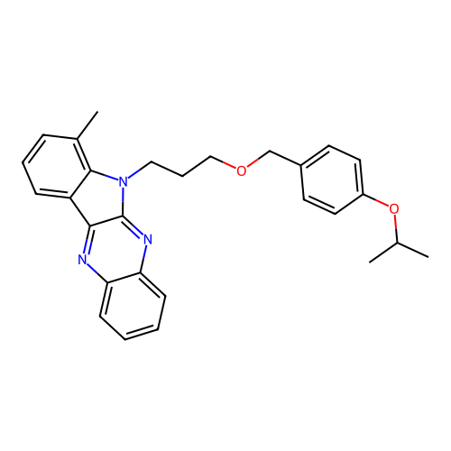 7-methyl-6-(3-{[4-(propan-2-yloxy)benzyl]oxy}propyl)-6H-indolo[2,3-b]quinoxaline structure