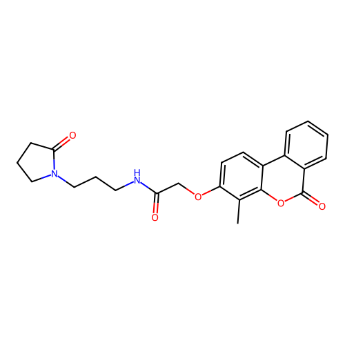 2-(4-methyl-6-oxobenzo[c]chromen-3-yl)oxy-N-[3-(2-oxopyrrolidin-1-yl)propyl]acetamide structure