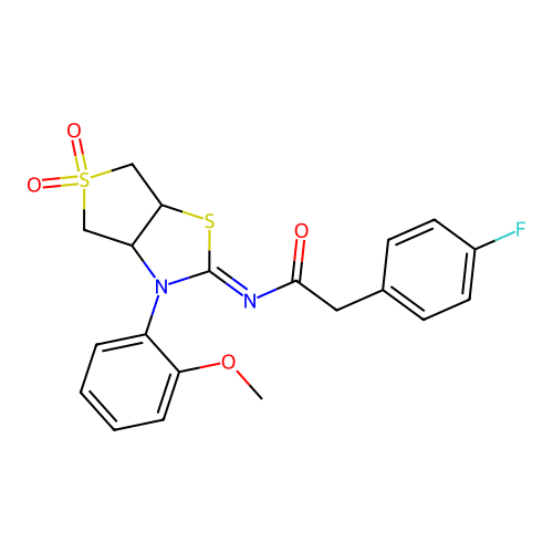 2-(4-fluorophenyl)-N-[(2E)-3-(2-methoxyphenyl)-5,5-dioxidotetrahydrothieno[3,4-d][1,3]thiazol-2(3H)-ylidene]acetamide structure