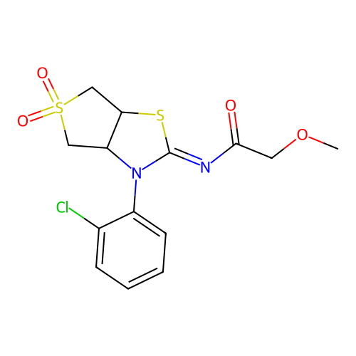 N-[(2E)-3-(2-chlorophenyl)-5,5-dioxidotetrahydrothieno[3,4-d][1,3]thiazol-2(3H)-ylidene]-2-methoxyacetamide structure