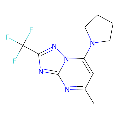 5-Methyl-7-(pyrrolidin-1-yl)-2-(trifluoromethyl)[1,2,4]triazolo[1,5-a]pyrimidine structure