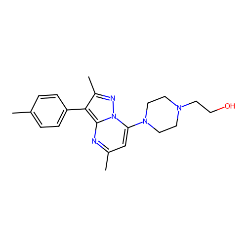 2-(4-(2,5-dimethyl-3-(p-tolyl)pyrazolo[1,5-a]pyrimidin-7-yl)piperazin-1-yl)ethanol structure
