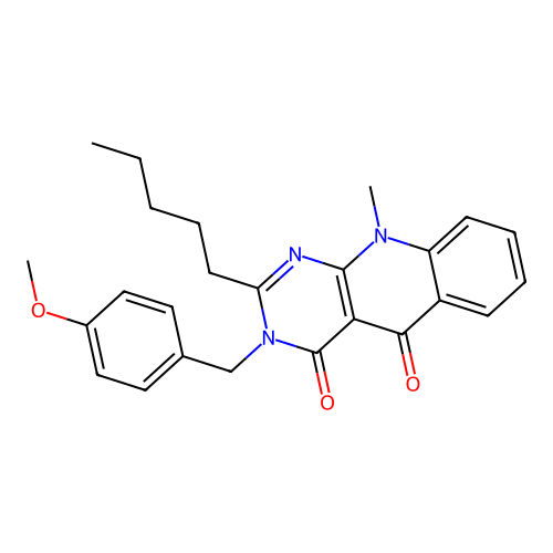 3-(4-methoxybenzyl)-10-methyl-2-pentylpyrimido[4,5-b]quinoline-4,5(3H,10H)-dione structure