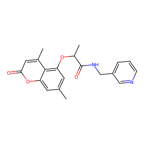 2-[(4,7-dimethyl-2-oxo-2H-chromen-5-yl)oxy]-N-(pyridin-3-ylmethyl)propanamide structure