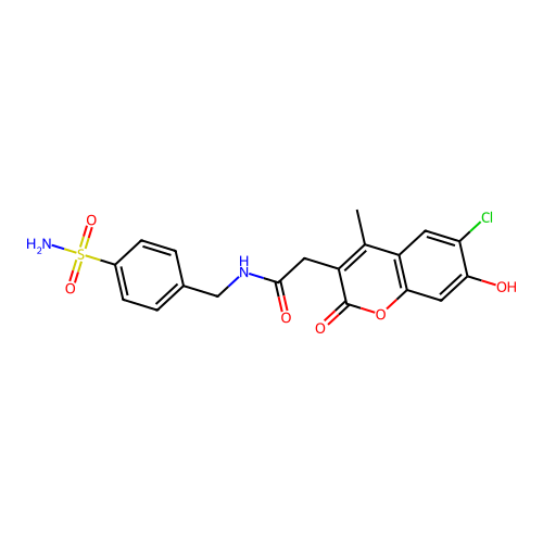 2-(6-chloro-7-hydroxy-4-methyl-2-oxo-2H-chromen-3-yl)-N-(4-sulfamoylbenzyl)acetamide structure