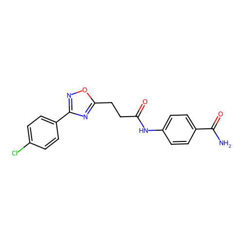4-[3-[3-(4-Chlorophenyl)-1,2,4-oxadiazol-5-yl]propanoylamino]benzamide structure