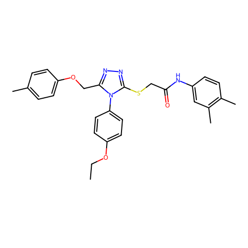 N-(3,4-dimethylphenyl)-2-((4-(4-ethoxyphenyl)-5-((p-tolyloxy)methyl)-4H-1,2,4-triazol-3-yl)thio)acetamide structure