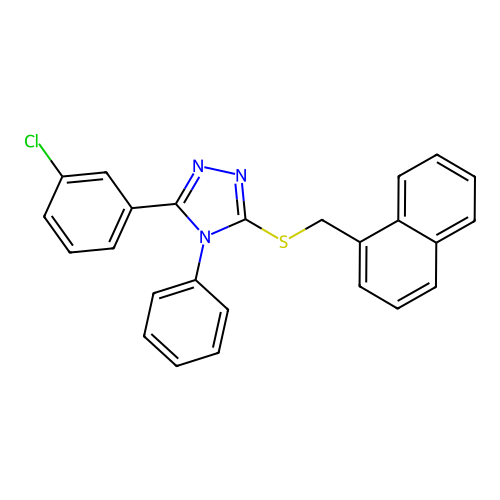 3-(3-chlorophenyl)-5-(naphthalen-1-ylmethylsulfanyl)-4-phenyl-1,2,4-triazole structure