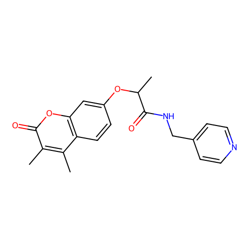2-((3,4-dimethyl-2-oxo-2H-chromen-7-yl)oxy)-N-(pyridin-4-ylmethyl)propanamide structure