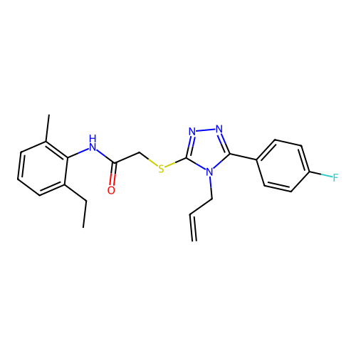 N-(2-ethyl-6-methylphenyl)-2-{[5-(4-fluorophenyl)-4-(prop-2-en-1-yl)-4H-1,2,4-triazol-3-yl]sulfanyl}acetamide structure