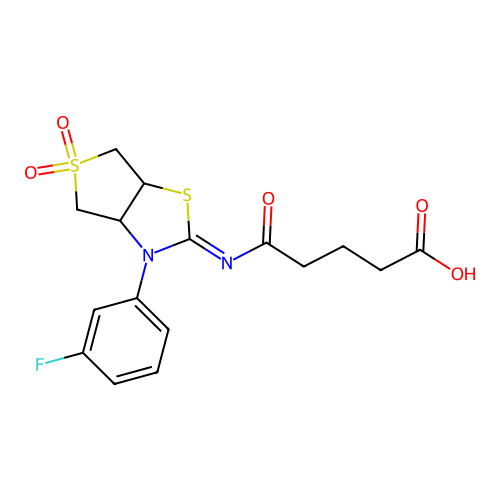 (Z)-5-((3-(3-fluorophenyl)-5,5-dioxidotetrahydrothieno[3,4-d]thiazol-2(3H)-ylidene)amino)-5-oxopentanoic acid structure