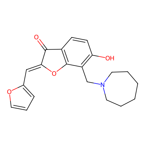(Z)-7-(azepan-1-ylmethyl)-2-(furan-2-ylmethylene)-6-hydroxybenzofuran-3(2H)-one structure