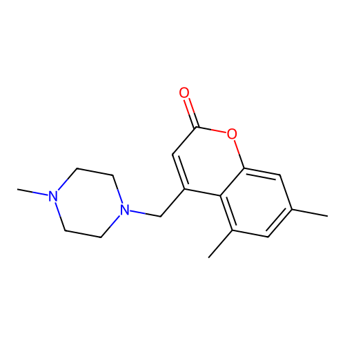 5,7-dimethyl-4-((4-methylpiperazin-1-yl)methyl)-2H-chromen-2-one structure