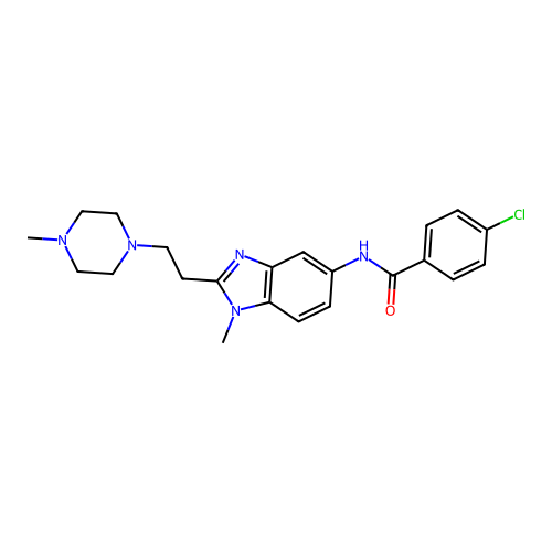 4-chloro-N-[1-methyl-2-[2-(4-methylpiperazin-1-yl)ethyl]benzimidazol-5-yl]benzamide structure