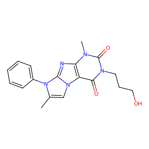3-(3-hydroxypropyl)-1,7-dimethyl-8-phenyl-1H-imidazo[2,1-f]purine-2,4(3H,8H)-dione structure