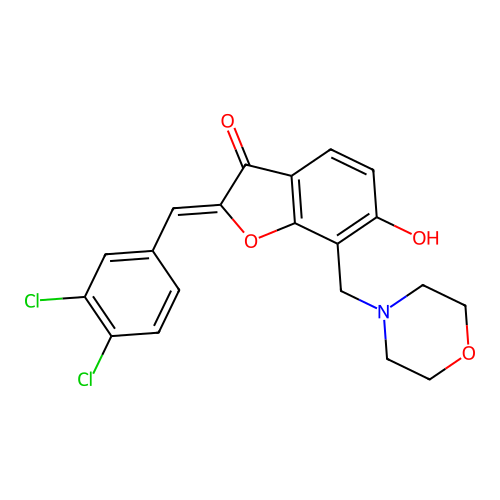 (Z)-2-(3,4-dichlorobenzylidene)-6-hydroxy-7-(morpholinomethyl)benzofuran-3(2H)-one structure