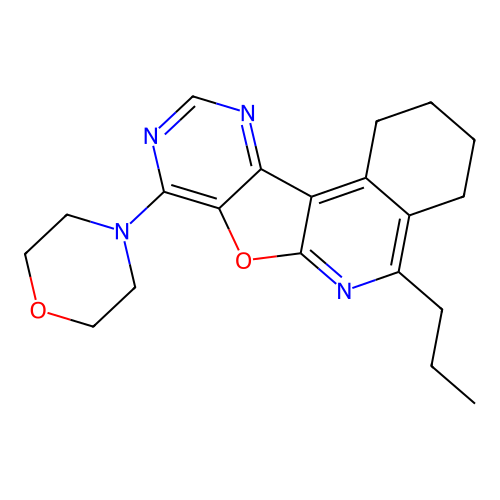 8-morpholino-5-propyl-1,2,3,4-tetrahydropyrimido[4',5':4,5]furo[2,3-c]isoquinoline structure