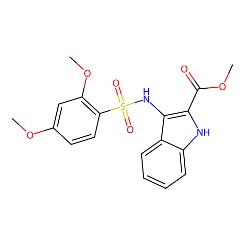 methyl 3-{[(2,4-dimethoxyphenyl)sulfonyl]amino}-1H-indole-2-carboxylate structure