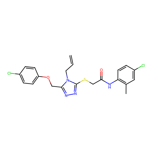 2-((4-allyl-5-((4-chlorophenoxy)methyl)-4H-1,2,4-triazol-3-yl)thio)-N-(4-chloro-2-methylphenyl)acetamide structure