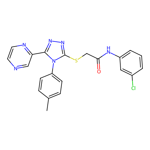 N-(3-chlorophenyl)-2-[[4-(4-methylphenyl)-5-pyrazin-2-yl-1,2,4-triazol-3-yl]sulfanyl]acetamide structure